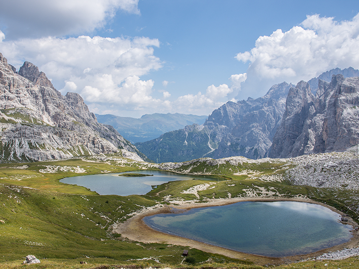 A landscape view of the Lavaredo's lakes in Trentino Alto Adige, Italy
